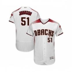 Mens Arizona Diamondbacks 51 Randy Johnson White Home Authentic Collection Flex Base Baseball Jersey