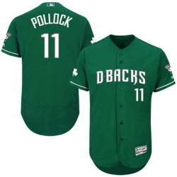 Mens Majestic Arizona Diamondbacks 11 A J Pollock Green Celtic Flexbase Authentic Collection MLB Jersey