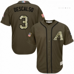 Mens Majestic Arizona Diamondbacks 3 Daniel Descalso Authentic Green Salute to Service MLB Jersey 