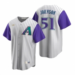 Mens Nike Arizona Diamondbacks 51 Randy Johnson Cream Purple Cooperstown Collection Alternate Stitched Baseball Jerse