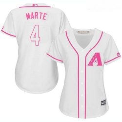 Diamondbacks #4 Ketel Marte White Pink Fashion Women Stitched Baseball Jersey