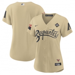 Women Arizona Diamondbacks Blank Gold 2023 World Series City Connect Stitched Baseball Jersey 28Run Small 29