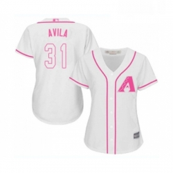 Womens Arizona Diamondbacks 31 Alex Avila Replica White Fashion Baseball Jersey 