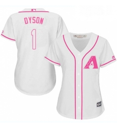 Womens Majestic Arizona Diamondbacks 1 Jarrod Dyson Authentic White Fashion MLB Jersey 