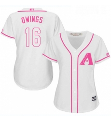 Womens Majestic Arizona Diamondbacks 16 Chris Owings Authentic White Fashion MLB Jersey