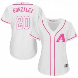 Womens Majestic Arizona Diamondbacks 20 Luis Gonzalez Authentic White Fashion MLB Jersey
