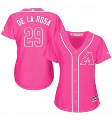 Womens Majestic Arizona Diamondbacks 29 Jorge De La Rosa Replica Pink Fashion MLB Jersey 