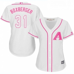 Womens Majestic Arizona Diamondbacks 31 Brad Boxberger Authentic White Fashion MLB Jersey 