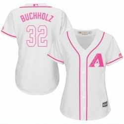 Womens Majestic Arizona Diamondbacks 32 Clay Buchholz Authentic White Fashion MLB Jersey 