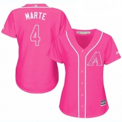 Womens Majestic Arizona Diamondbacks 4 Ketel Marte Authentic Pink Fashion MLB Jersey 