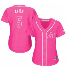 Womens Majestic Arizona Diamondbacks 5 Alex Avila Authentic Pink Fashion MLB Jersey 