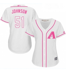 Womens Majestic Arizona Diamondbacks 51 Randy Johnson Replica White Fashion MLB Jersey