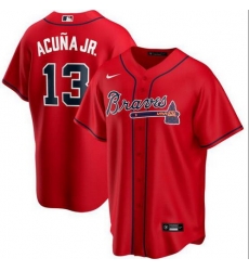 Braves 13 Ronald Acuna Jr  Red 2020 Nike Cool Base Jersey