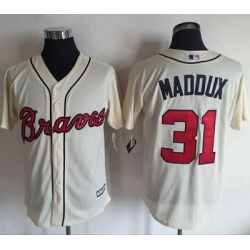 Braves #31 Greg Maddux Cream New Cool Base Stitched MLB Jersey