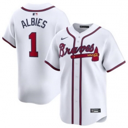 Men Atlanta Braves 1 Ozzie Albies White 2024 Home Limited Stitched Baseball Jersey