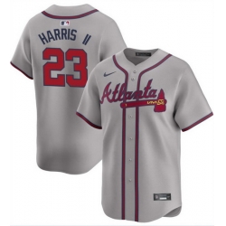 Men Atlanta Braves 23 Michael Harris II Grey 2024 Away Limited Stitched Baseball Jersey