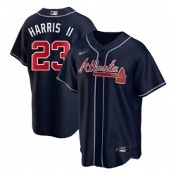 Men Atlanta Braves 23 Michael Harris II Navy Cool Base Stitched Baseball Jersey