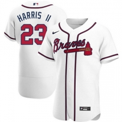 Men Atlanta Braves 23 Michael Harris II White Flex Base Stitched Baseball Jersey
