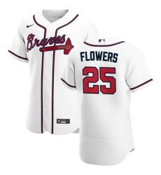 Men Atlanta Braves 25 Tyler Flowers Men Nike White Home 2020 Flex Base Player MLB Jersey