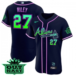 Men Atlanta Braves 27 Austin Riley 2023 Galaxy Flex Base Stitched Baseball Jersey