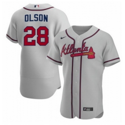 Men Atlanta Braves 28 Matt Olson Grey Flex Base Stitched Baseball jersey