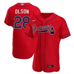 Men Atlanta Braves 28 Matt Olson Red Flex Base Stitched Baseball jersey