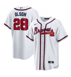 Men Atlanta Braves 28 Matt Olson White Cool Base Stitched Baseball jersey