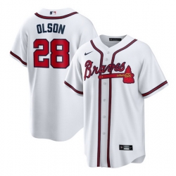 Men Atlanta Braves 28 Matt Olson White Cool Base Stitched Baseball jersey