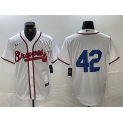 Men Atlanta Braves 42 Jackie Robinson White Cool Base Stitched Baseball Jersey