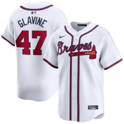 Men Atlanta Braves 47 Tom Glavine White 2024 Home Limited Stitched Baseball Jersey