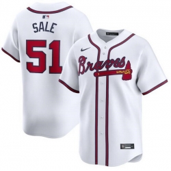 Men Atlanta Braves 51 Chris Sale White 2024 Home Limited Stitched Baseball Jersey