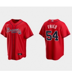 Men Atlanta Braves 54 Max Fried Red Cool Base Stitched Baseball jersey