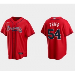 Men Atlanta Braves 54 Max Fried Red Cool Base Stitched Baseball jersey