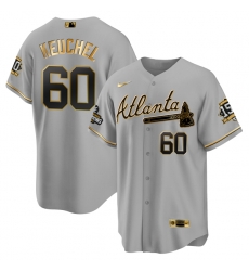 Men Atlanta Braves 60 Dallas Keuchel 2021 Grey Gold World Series Champions With 150th Anniversary Patch Cool Base Stitched Jersey