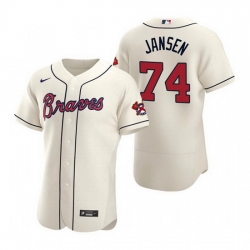 Men Atlanta Braves 74 Kenley Jansen Cream Flex Base Stitched Baseball jersey