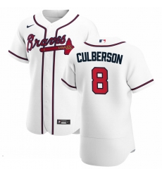 Men Atlanta Braves 8 Charlie Culberson Men Nike White Home 2020 Flex Base Player MLB Jersey