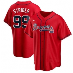 Men Atlanta Braves 99 Spencer Strider Red Cool Base Stitched Baseball Jersey