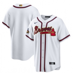 Men Atlanta Braves Blank 2022 White Gold World Series Champions Program Cool Base Stitched Baseball jersey