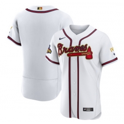 Men Atlanta Braves Blank 2022 White Gold World Series Champions Program Flex Base Stitched Baseball jersey