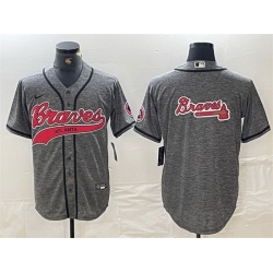 Men Atlanta Braves Gray Team Big Logo Cool Base With Patch Stitched Baseball Jersey