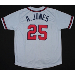 Men Nike Atlanta Braves 25 Andruw Jones White Cool Base Stitched Jersey