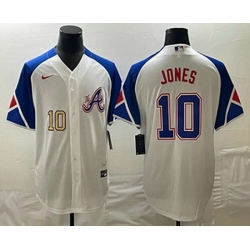 Men's Atlanta Braves #10 Chipper Jones Number White 2023 City Connect Cool Base Stitched Jerseys