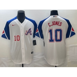 Men's Atlanta Braves #10 Chipper Jones Number White 2023 City Connect Cool Base Stitched Jerseys