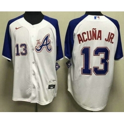 Men's Atlanta Braves #13 Ronald Acuna Jr White 2013 City Cool base Jersey