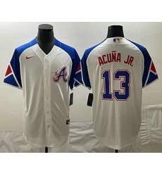 Men's Atlanta Braves #13 Ronald Acuna Jr White 2023 City Connect Cool Base Stitched Jersey