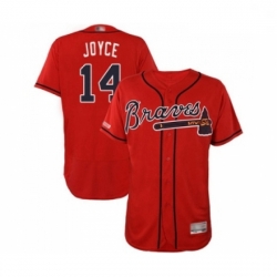 Mens Atlanta Braves 14 Matt Joyce Red Alternate Flex Base Authentic Collection Baseball Jersey