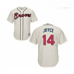 Mens Atlanta Braves 14 Matt Joyce Replica Cream Alternate 2 Cool Base Baseball Jersey 
