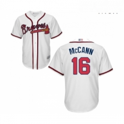 Mens Atlanta Braves 16 Brian McCann Replica White Home Cool Base Baseball Jersey 