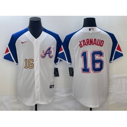 Men's Atlanta Braves #16 Travis dArnaud Number White 2023 City Connect Cool Base Stitched Jerseys