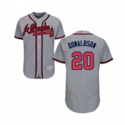 Mens Atlanta Braves 20 Josh Donaldson Grey Road Flex Base Authentic Collection Baseball Jersey